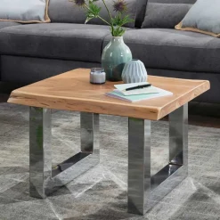 Baumkante Couchtisch mit Chrom - Medesso^Wohnen