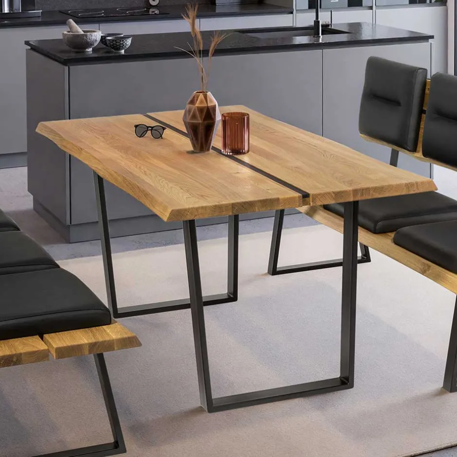 Wohnen Baumkante Esszimmertisch aus Wildeiche massiv - Jessmine