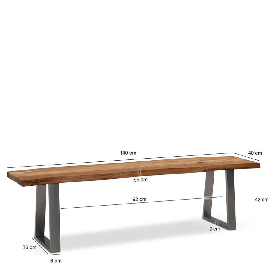 Wohnen Baumkanten Essbank aus Akazie Massivholz - Yukon