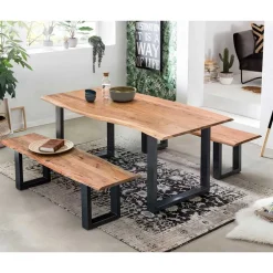 Baumkanten Essgruppe mit U-Füßen - Tonnato (dreiteilig)^Wohnen Hot