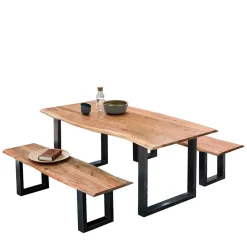 Baumkanten Essgruppe mit U-Füßen - Tonnato (dreiteilig)^Wohnen Hot