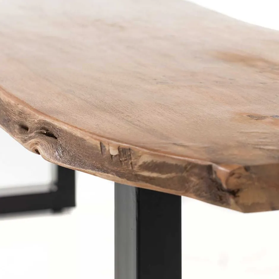 Baumkanten Esstisch Bank aus Akazie geölt - Ludias^Wohnen New