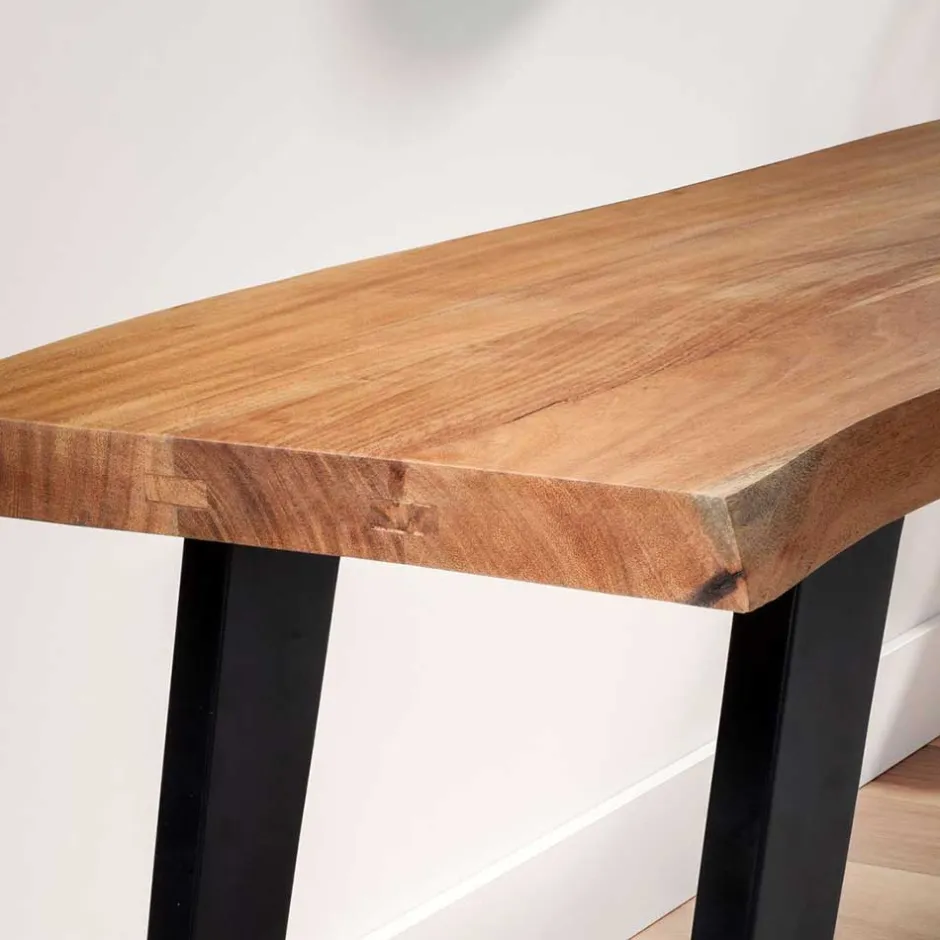 Wohnen Baumkanten Flurbank aus Akazie Massivholz - Reggio