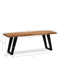 Wohnen Baumkanten Flurbank aus Akazie Massivholz - Reggio