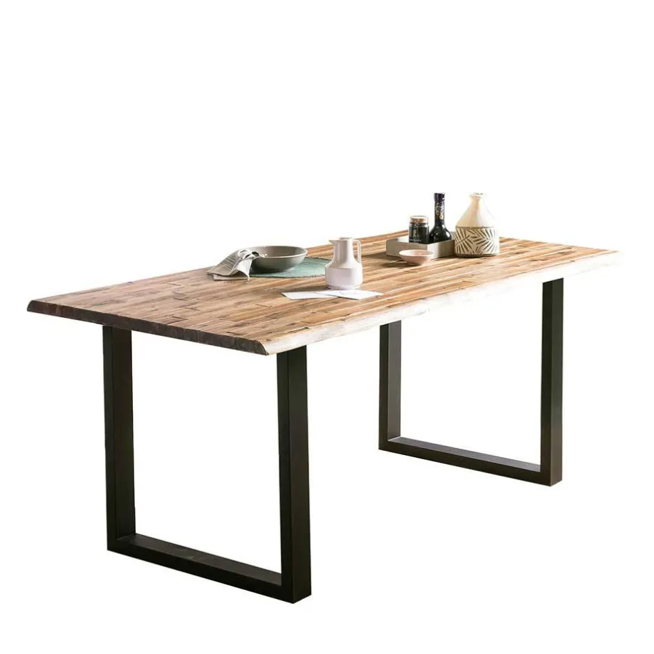 Baumkantentisch und Samtstühle Set - Omanu (fünfteilig)^Wohnen Online