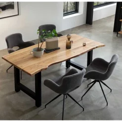 Wohnen Baumkantentisch und Tischsessel Set - Eulena (fünfteilig)