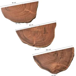 Wohnen Baumscheiben Wandboards aus Akazie Massivholz - Tofana (dreiteilig)