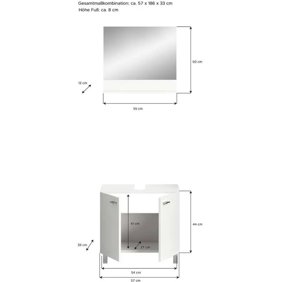Wohnen Beckenunterschrank und Spiegel Set - Harmone (zweiteilig)