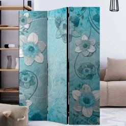 Wohnen Bedruckte Trennwand mit Narzissen Motiv in Blau - Funtana