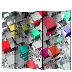 Bedruckter Paravent - Metallic Würfel Bunt Silber - Uvienta^Wohnen Best