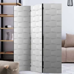 Bedruckter Paravent in Kachel Optik Weiß Hellgrau - Pelevas^Wohnen Outlet