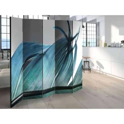 Wohnen Bedruckter Paravent in Türkis & Grau - Roccoss