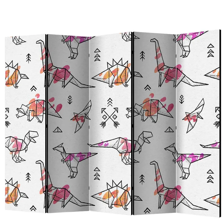 Bedruckter Paravent mit Origami Dinos - LittleBill^Wohnen Sale