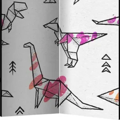 Bedruckter Paravent mit Origami Dinos - LittleBill^Wohnen Sale