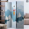 Bedruckter Paravent mit Rakete & Berglandschaft - Kayonar^Wohnen Discount