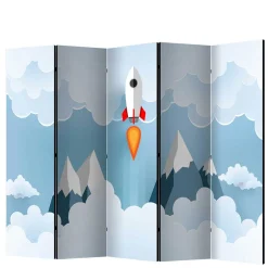 Bedruckter Paravent mit Rakete & Berglandschaft - Kayonar^Wohnen Discount