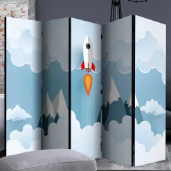 Bedruckter Paravent mit Rakete & Berglandschaft - Kayonar^Wohnen Discount