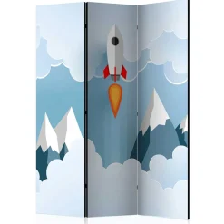 Bedruckter Paravent mit Rakete & Berglandschaft - Kayonar^Wohnen Discount