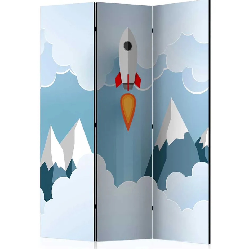 Bedruckter Paravent mit Rakete & Berglandschaft - Kayonar^Wohnen Discount