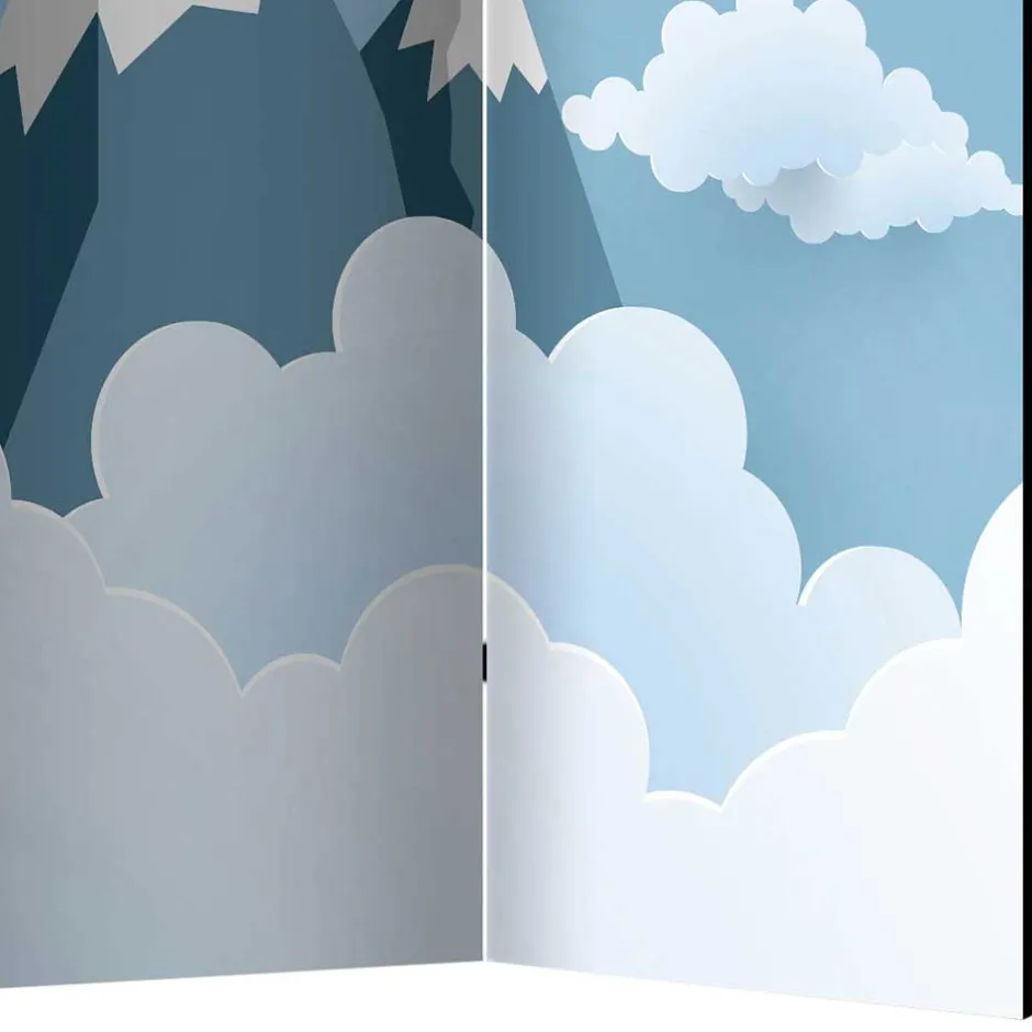 Bedruckter Paravent mit Rakete & Berglandschaft - Kayonar^Wohnen Discount