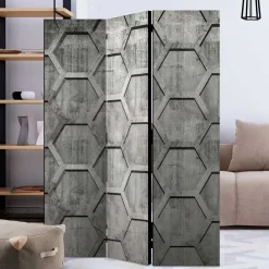 Bedruckter Paravent mit Wabenmuster in Grau - Heavens^Wohnen Online