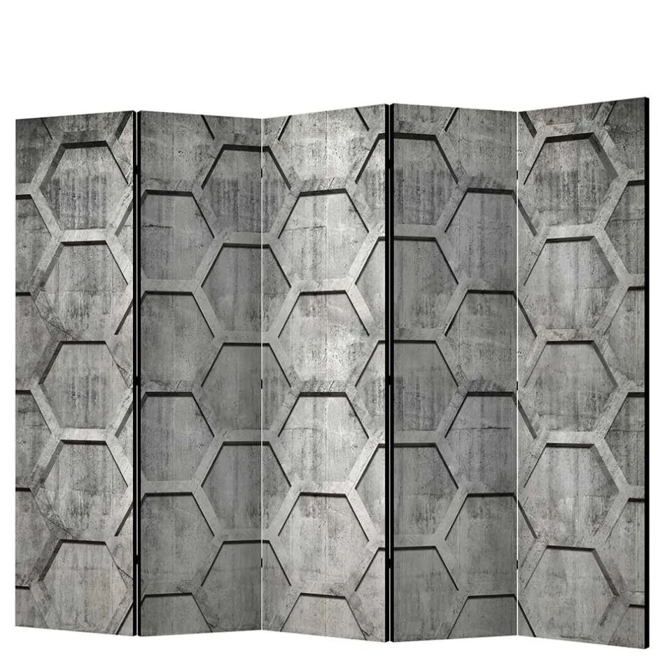 Bedruckter Paravent mit Wabenmuster in Grau - Heavens^Wohnen Online