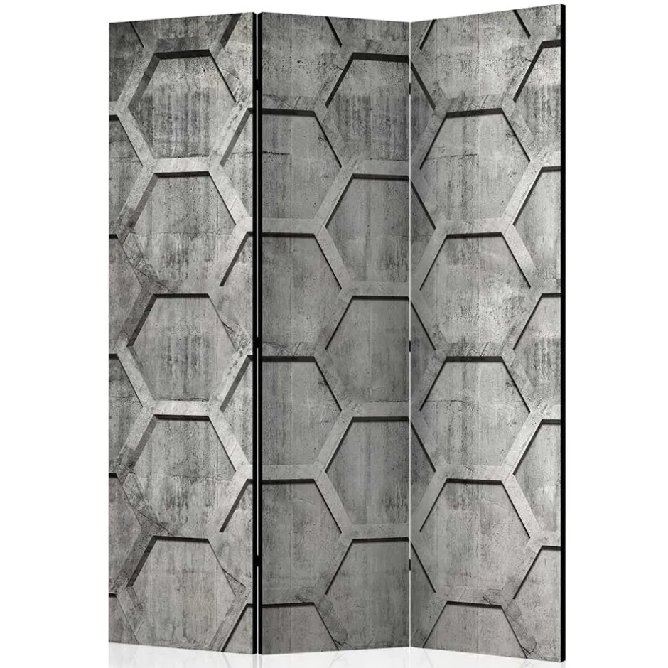 Bedruckter Paravent mit Wabenmuster in Grau - Heavens^Wohnen Online