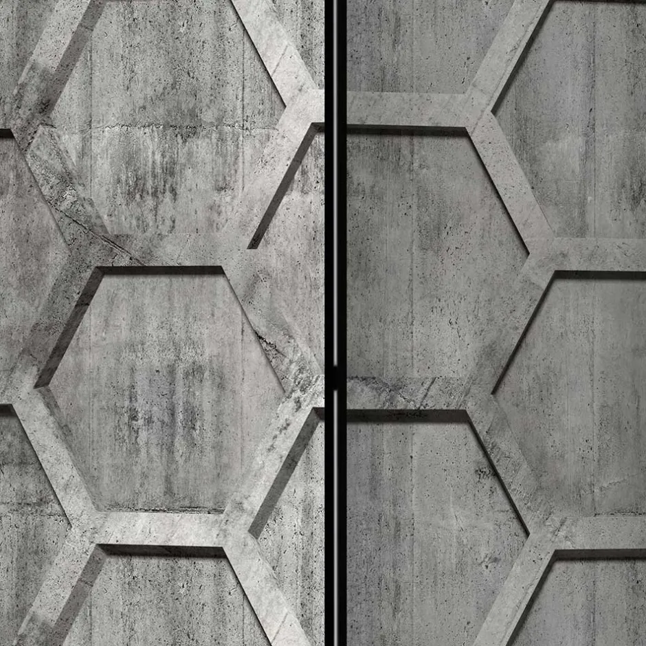 Bedruckter Paravent mit Wabenmuster in Grau - Heavens^Wohnen Online