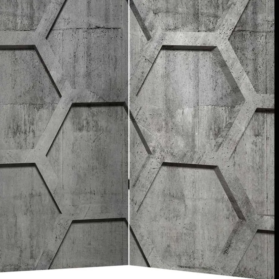 Bedruckter Paravent mit Wabenmuster in Grau - Heavens^Wohnen Online