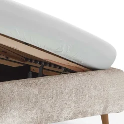 Wohnen Beigefarbenes Polsterbett mit Bezug aus Boucle - Tudan