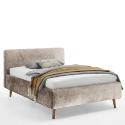 Wohnen Beigefarbenes Polsterbett mit Bezug aus Boucle - Tudan