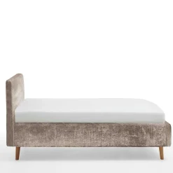 Wohnen Beigefarbenes Polsterbett mit Bezug aus Boucle - Tudan