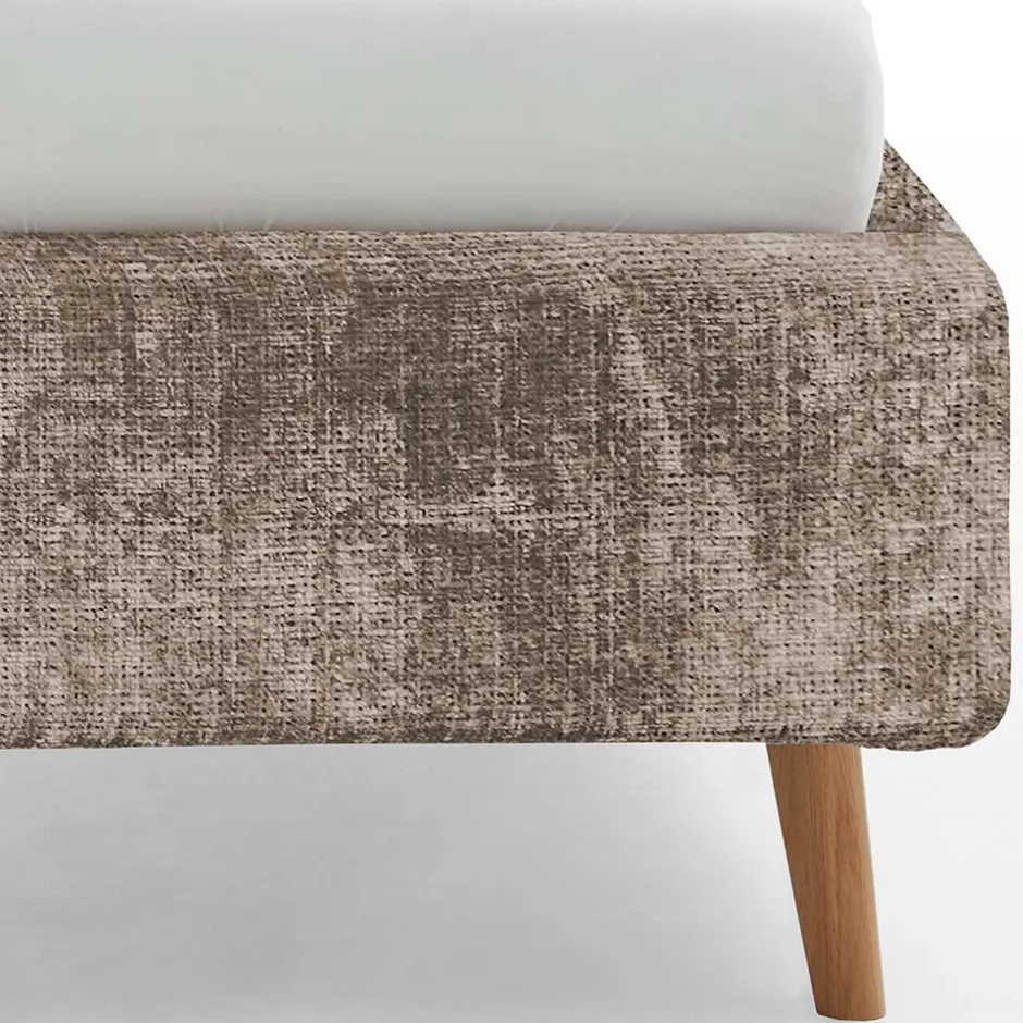 Wohnen Beigefarbenes Polsterbett mit Bezug aus Boucle - Tudan