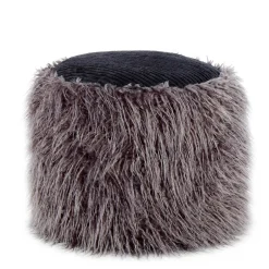 Wohnen Beistellhocker aus Kunstfell Dunkelgrau - Landeck