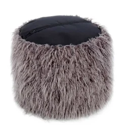 Wohnen Beistellhocker aus Kunstfell Dunkelgrau - Landeck