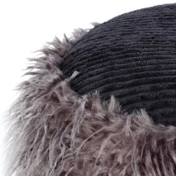 Wohnen Beistellhocker aus Kunstfell Dunkelgrau - Landeck