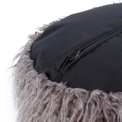 Wohnen Beistellhocker aus Kunstfell Dunkelgrau - Landeck