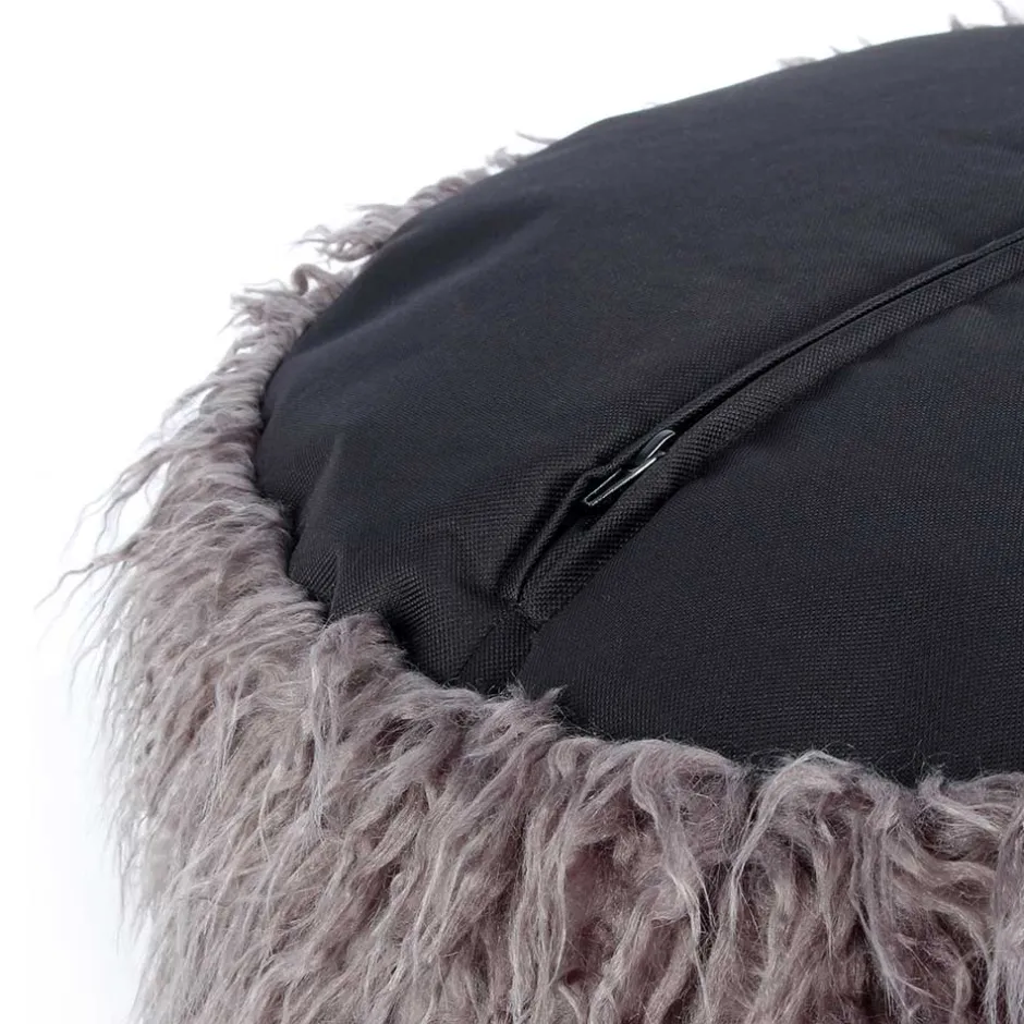 Wohnen Beistellhocker aus Kunstfell Dunkelgrau - Landeck