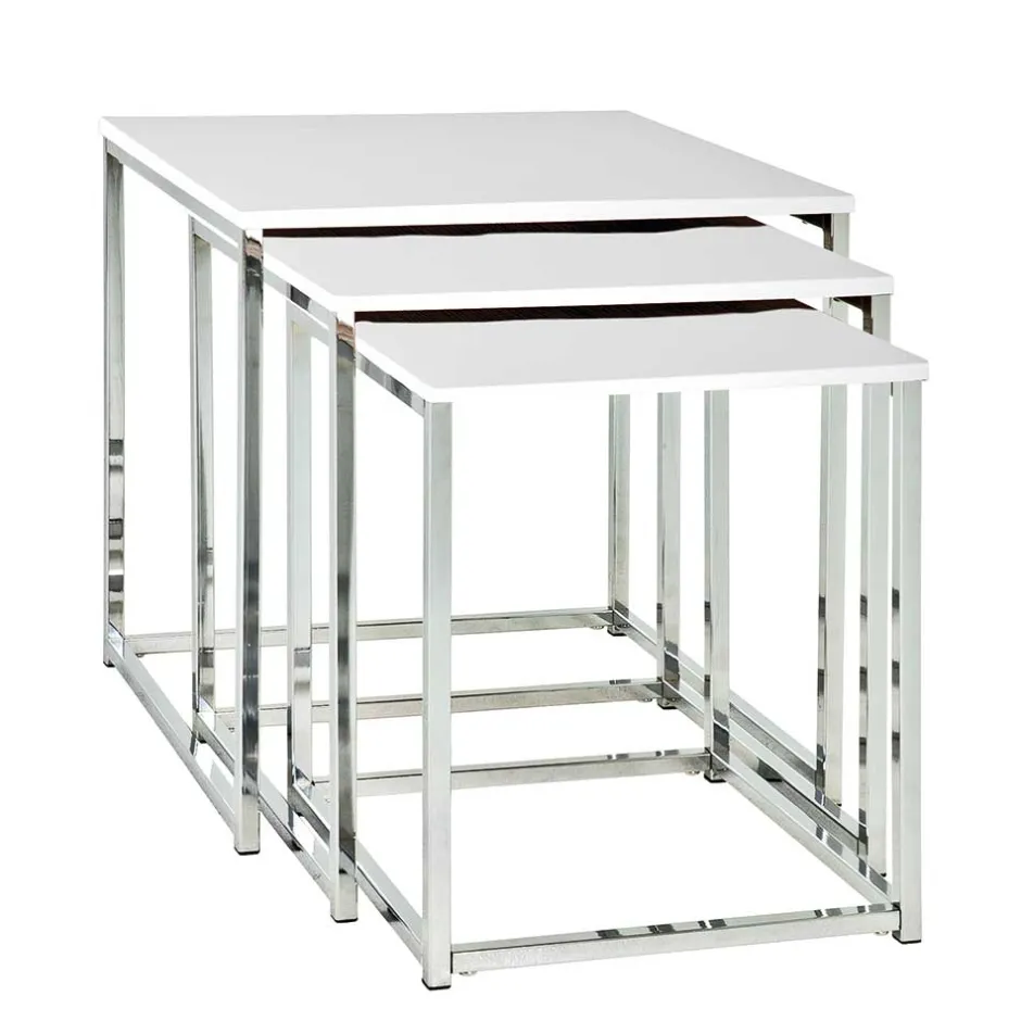 Wohnen Beistelltisch Atlantis in Hochglanz Weiß (dreiteilig)