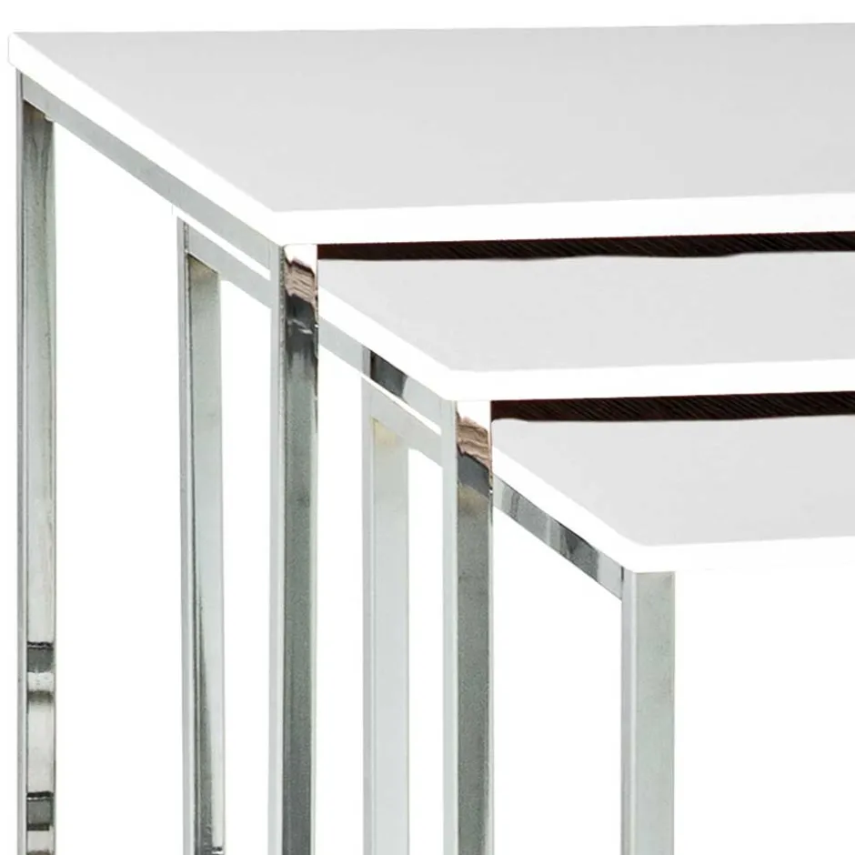 Wohnen Beistelltisch Atlantis in Hochglanz Weiß (dreiteilig)