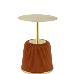 Beistelltisch in Gold mit Cognac Braun - Sambia^Wohnen