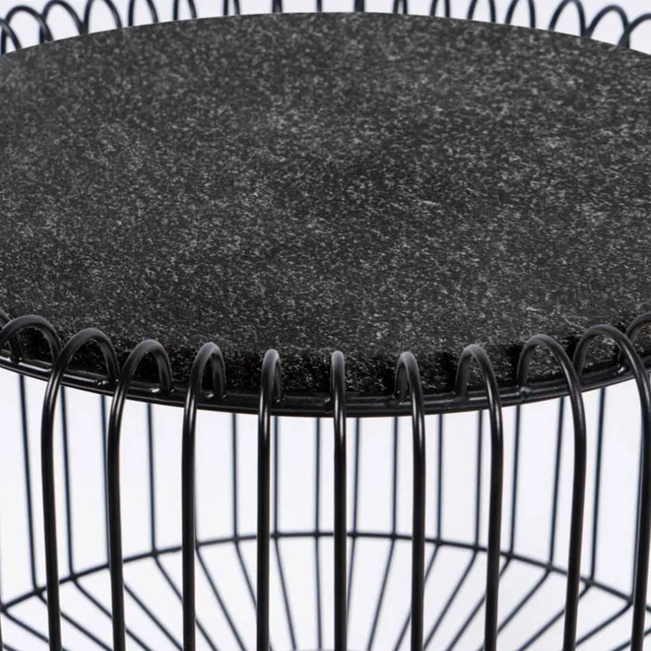 Wohnen Beistelltisch in Schwarz Marmorplatte - Davork