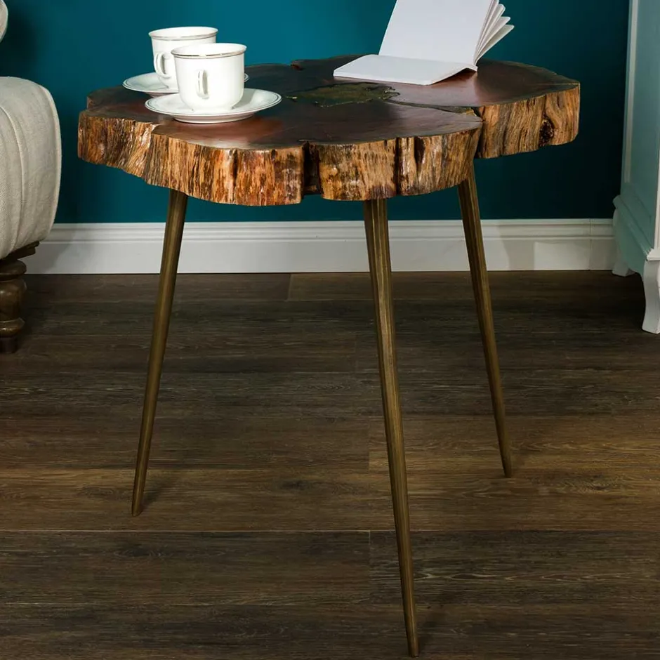Wohnen Beistelltisch mit Baumscheibe Platte - Sibyella