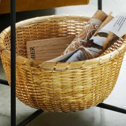 Wohnen Beistelltisch mit Korbablage aus Metall in Gold - Harmone