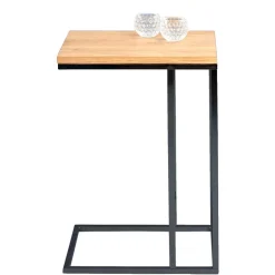 Wohnen Beistelltisch mit Wildeiche geölt Tanja & Metall Schwarz lackiert