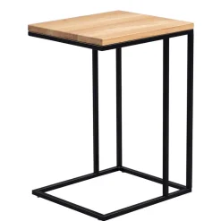 Wohnen Beistelltisch mit Wildeiche geölt Tanja & Metall Schwarz lackiert