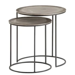 Wohnen Beistelltische in Nickel Antik - Robot (zweiteilig)