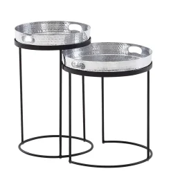 Beistelltische mit Tabletts in Silber - Makimona (zweiteilig)^Wohnen Discount