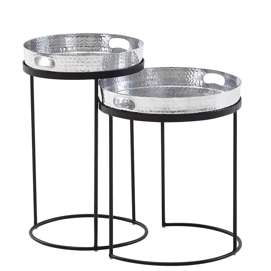 Beistelltische mit Tabletts in Silber - Makimona (zweiteilig)^Wohnen Discount