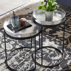 Beistelltische mit Tabletts in Silber - Makimona (zweiteilig)^Wohnen Discount